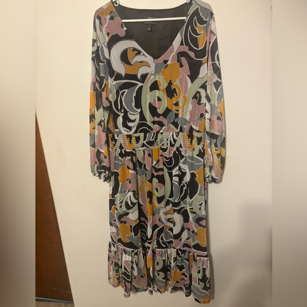 G by Giuliana Long Sleeve Dress with Abstract Print